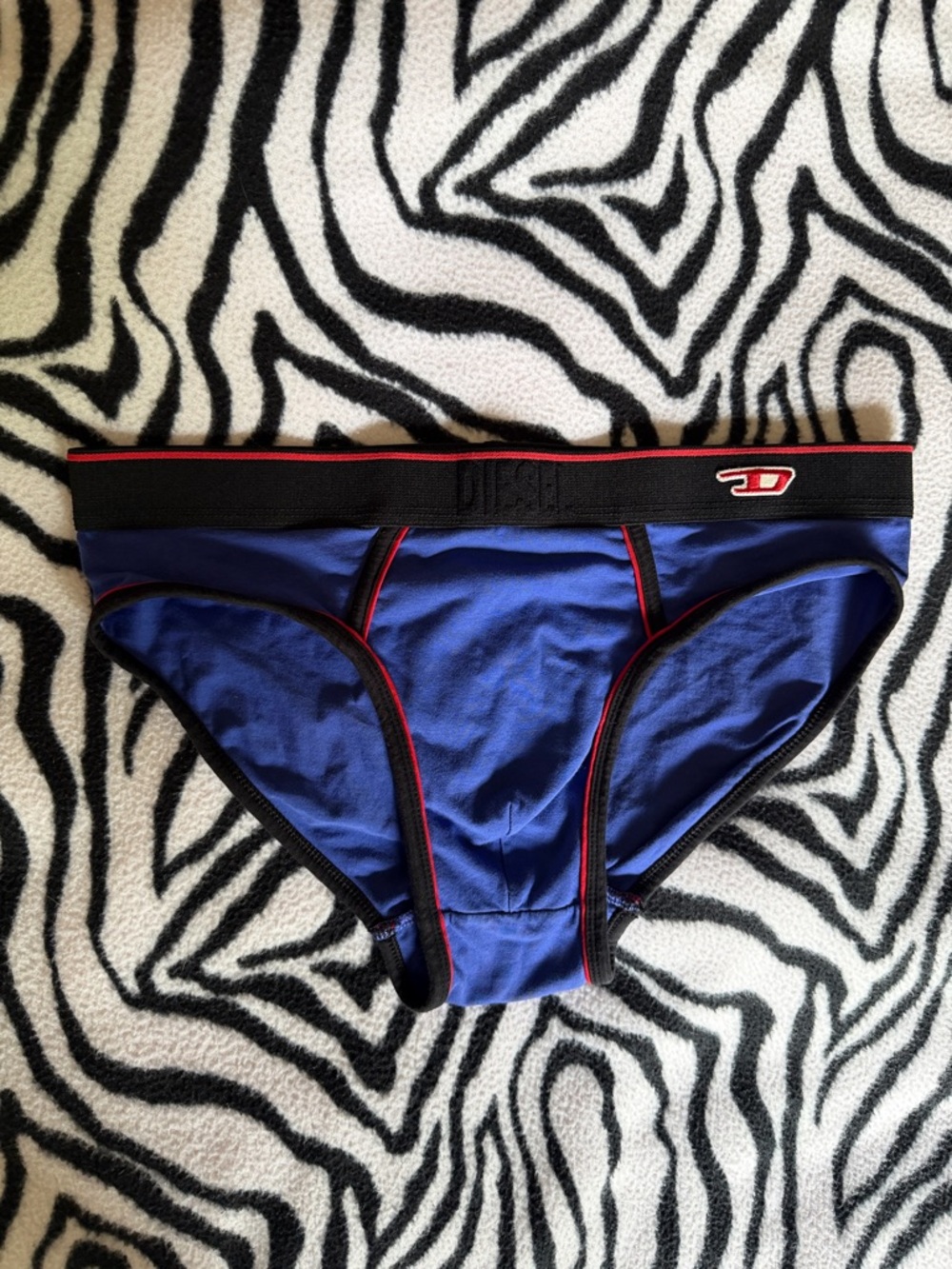 Diesel Blue Briefs with Black Waistband and Red Piping